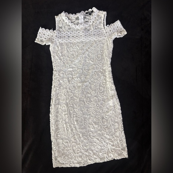 Ambiance White Lace Cold Shoulder Mini Dress - Picture 4 of 6